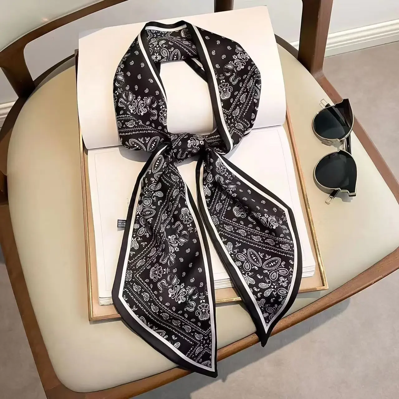Travel Accessories Luxury Brands - Design Print Skinny Scarf Plaid Horse