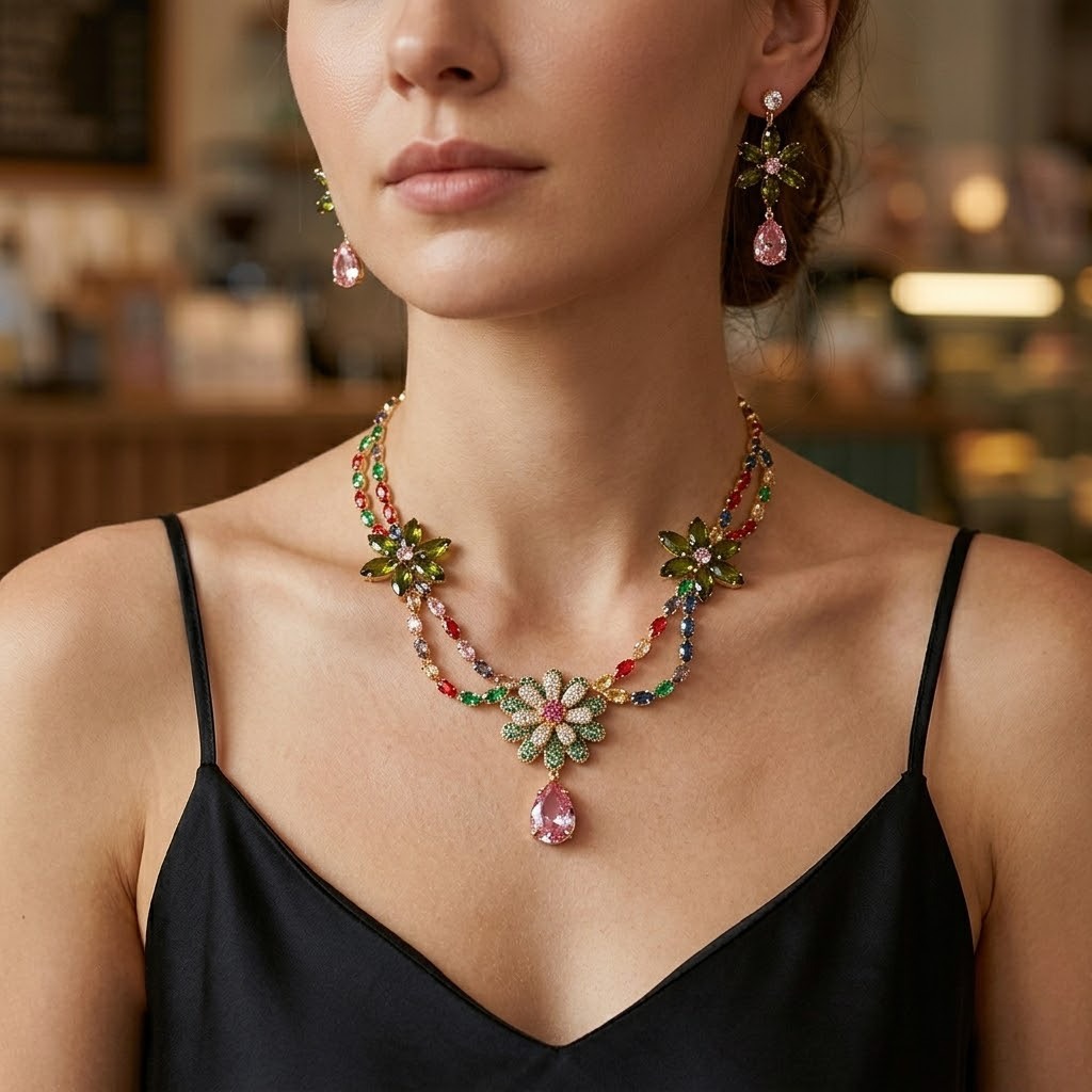 Luxury Colorful Zircon Flower  - Accessories Travel Jewelry Box review and price